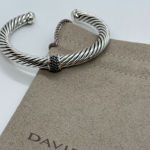 David Yurman Silver Bracelet with Black Accents - Picture 1 of 6